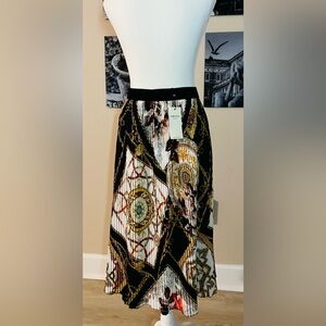 NWT Piazza Italia Multicolor Pleated Skirt L/XL